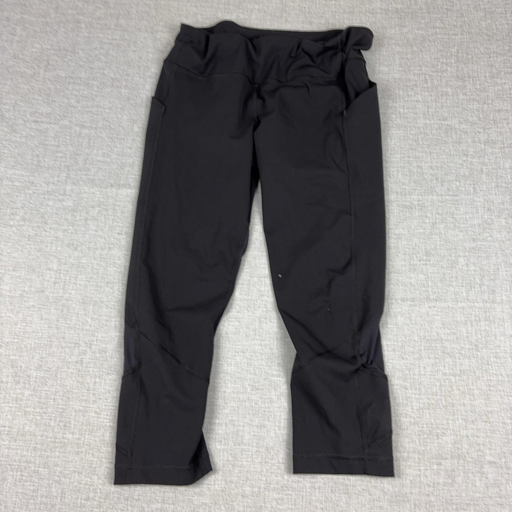 Lululemon Leggings Womens 10 Black Capri Drawstring Side Pocket Running Yoga Gym